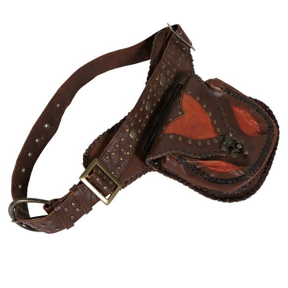 HappyCow Other - Happy Cow Australia Leather Belted Brass Riveted Waist Bag Fanny Pack‎ Western